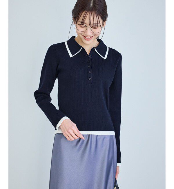 Rope&rsquo;Picnic「レイヤード風リブポロニット」|ニット・セーター|