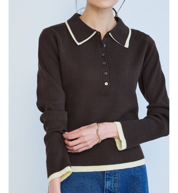 Rope&rsquo;Picnic「レイヤード風リブポロニット」|ニット・セーター|ブラウン系(22)