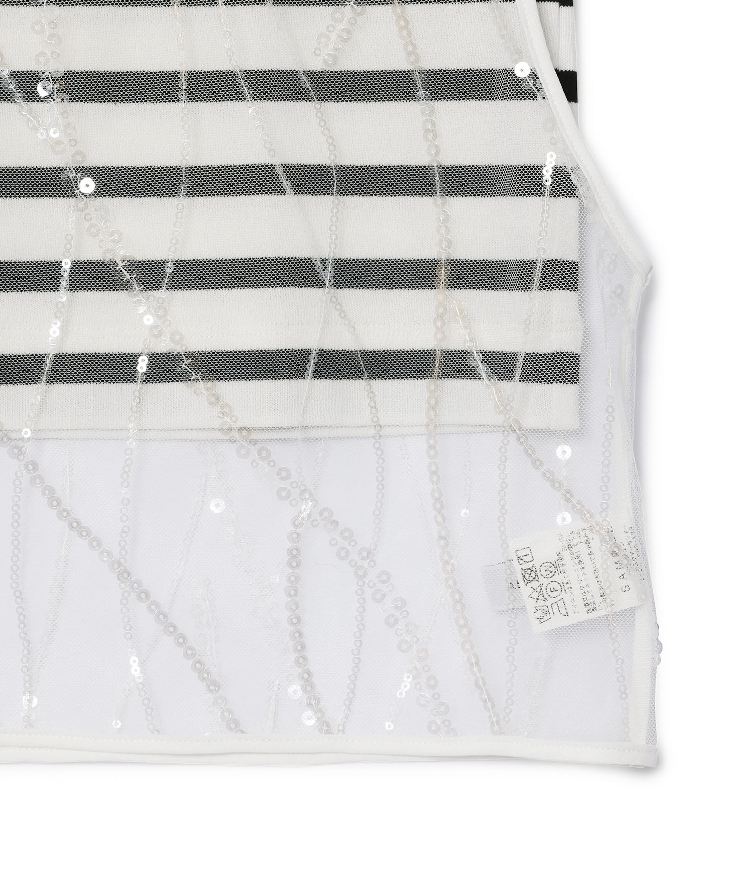 ADAM ET ROPE'「【サステナブル】スパンコールチュールｘボーダーコンビプルオーバー」|ニット・セーター|