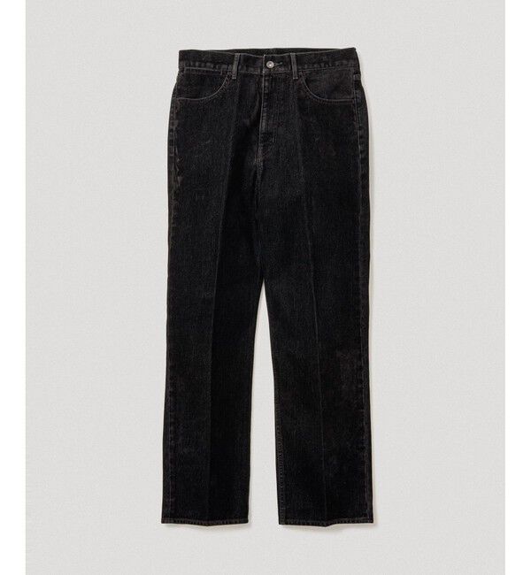 ADAM ET ROPE'「【ISKO】フロッキーデニム ストレートスラックス / ADAM ET ROPE' JEANS -IMAG-」|デニム|ブラック系(02)