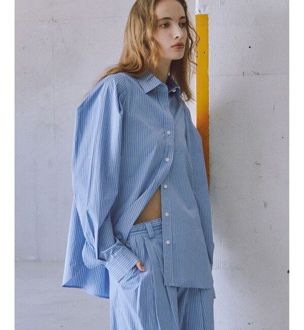 ADAM ET ROPE'「タックスリーブシャツ」|シャツ・ブラウス|サックス(48)