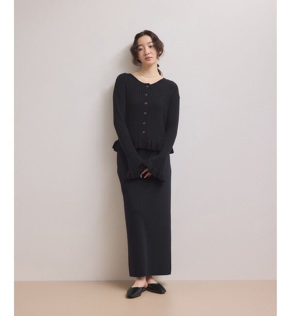 ADAM ET ROPE'「【WEB限定】2WAYフリルリブカーディガン」|カーディガン|