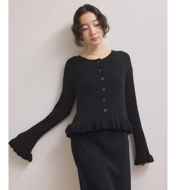 ADAM ET ROPE'「【WEB限定】2WAYフリルリブカーディガン」|カーディガン|
