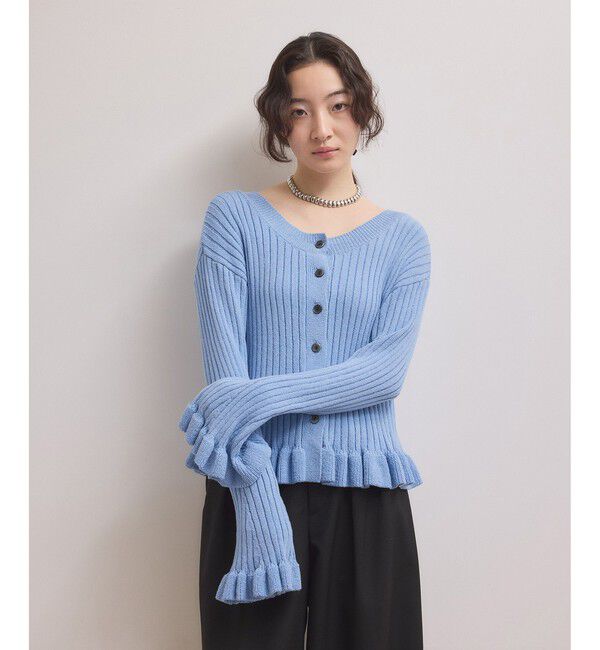 ADAM ET ROPE'「【WEB限定】2WAYフリルリブカーディガン」|カーディガン|