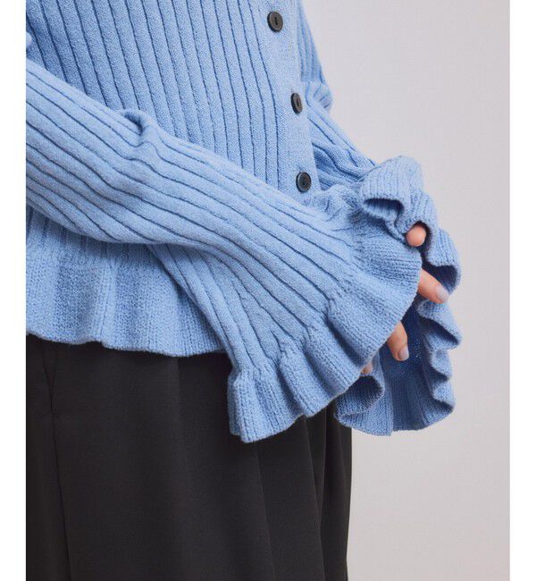 ADAM ET ROPE'「【WEB限定】2WAYフリルリブカーディガン」|カーディガン|