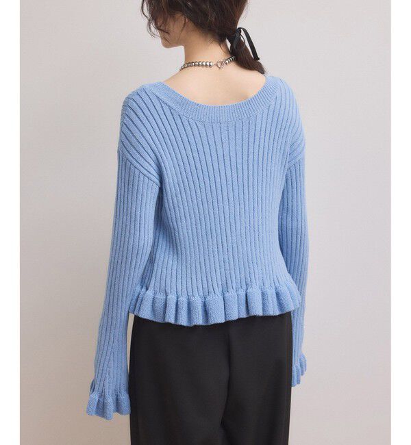 ADAM ET ROPE'「【WEB限定】2WAYフリルリブカーディガン」|カーディガン|