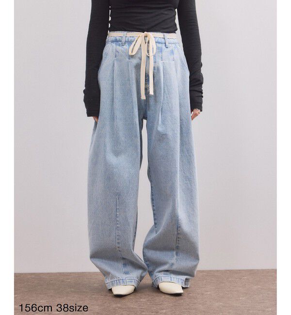 ADAM ET ROPE'「【WEB限定】2タックカーブデニムパンツ」|デニム|