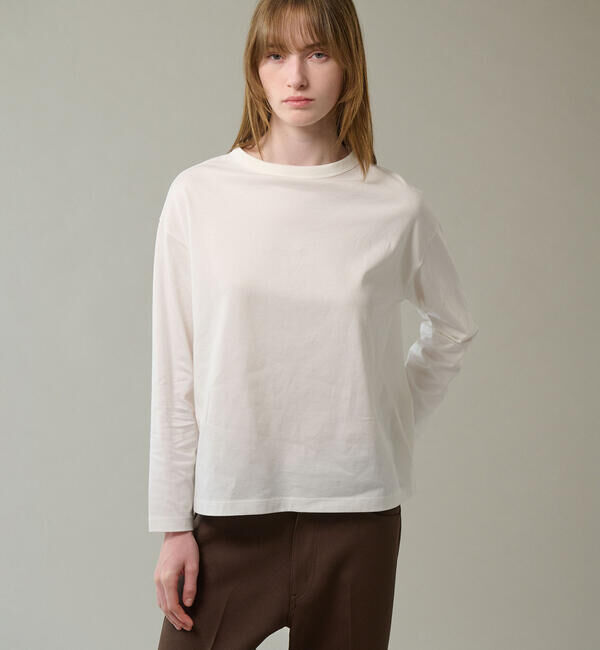 handvaerk「handvaerk | 60/2 ボトルネック長袖Tシャツ WOMEN」|Tシャツ・カットソー|WHITE