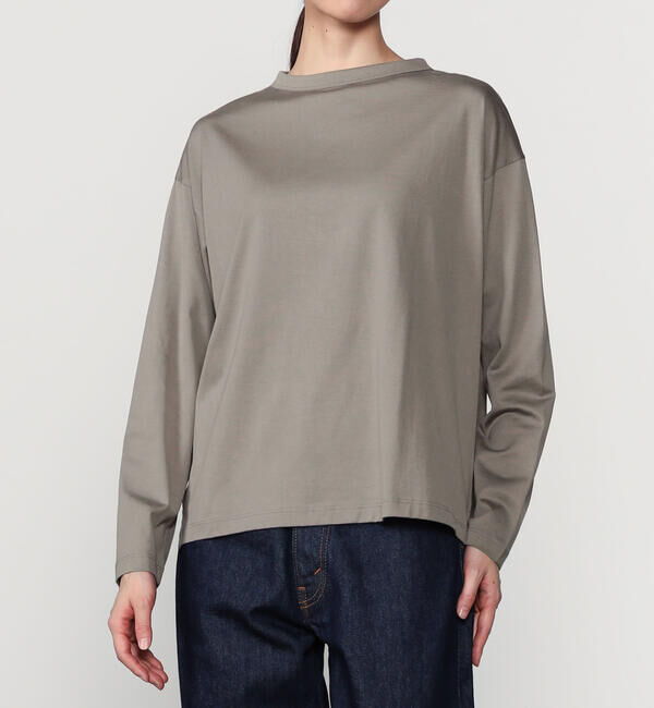 handvaerk「handvaerk | 60/2 ボトルネック長袖Tシャツ WOMEN」|Tシャツ・カットソー|GREY系2