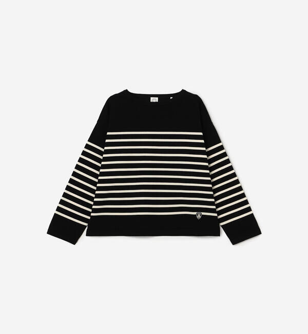 ORCIVAL「ORCIVAL | プレーティングストライプ ボートネックプルオーバー」|ニット・セーター|BLACK系1