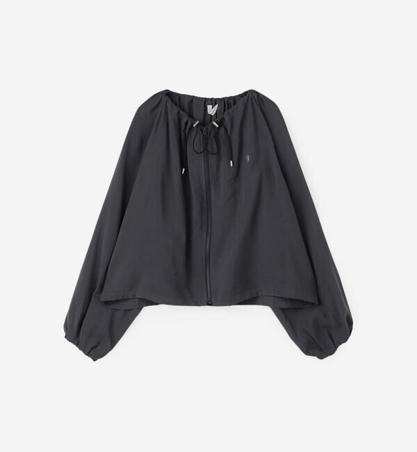 GYMPHLEX「Gymphlex | ギャザー ショートジップシャツ WOMEN」|シャツ・ブラウス|CHARCOAL