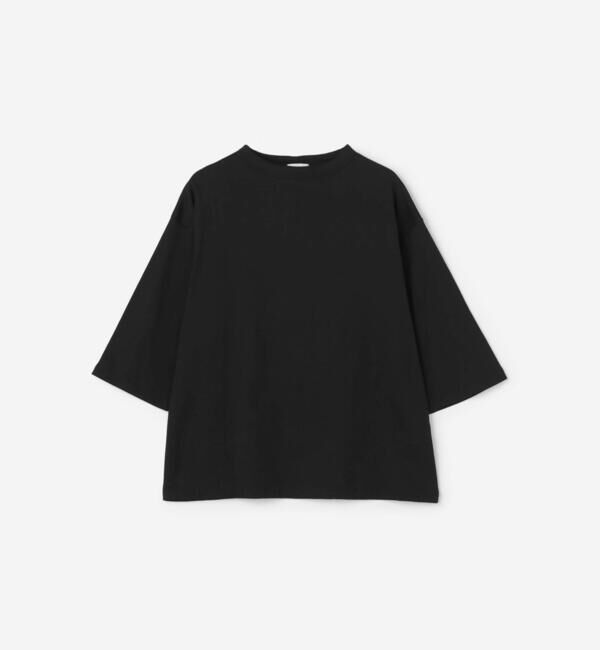 handvaerk「handvaerk | 60/2 ボトルネックTシャツ SOLID WOMEN」|Tシャツ・カットソー|BLACK
