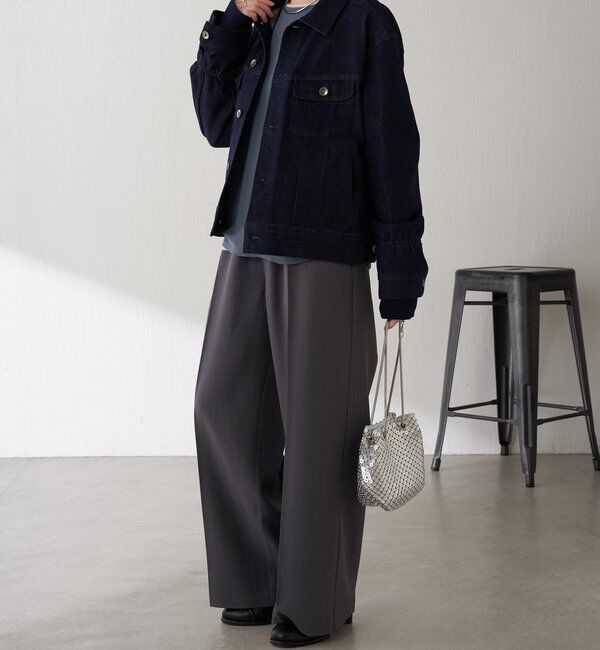  「Q.anos ストレッチリブデニムジャケット」|デニムジャケット|