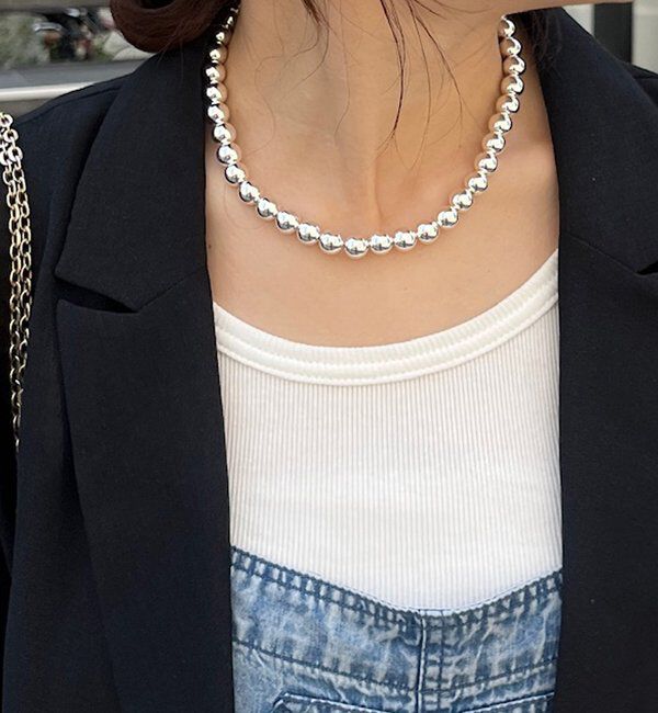  「メタルパールネックレス」|ネックレス|