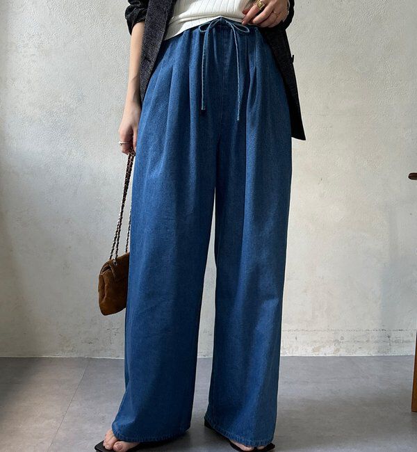  「【インフルエンサーOKOCHI企画】デニムタックイージーパンツ」|チノ|