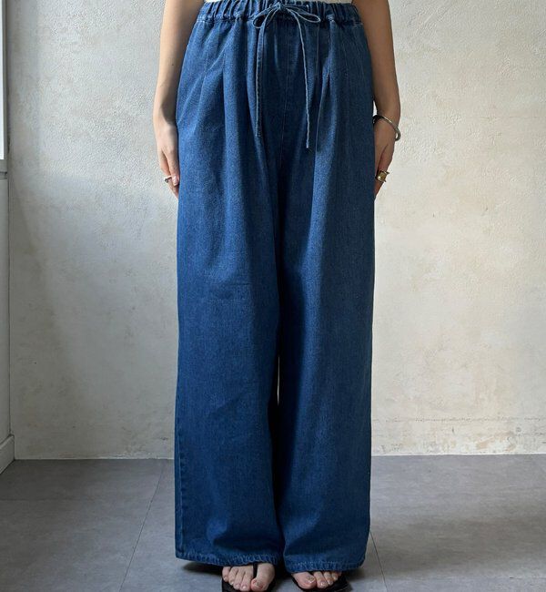  「【インフルエンサーOKOCHI企画】デニムタックイージーパンツ」|チノ|