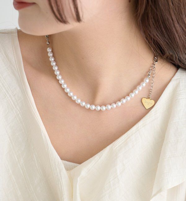  「【Lara】パール&times;ボールネックレス」|リング|