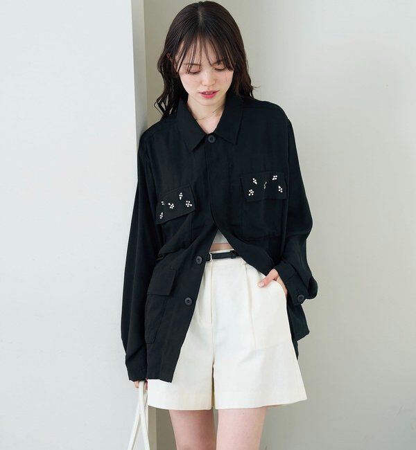  「ポケットビジューカバーオール」|ブルゾン・スタジャン|