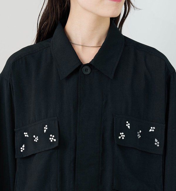  「ポケットビジューカバーオール」|ブルゾン・スタジャン|