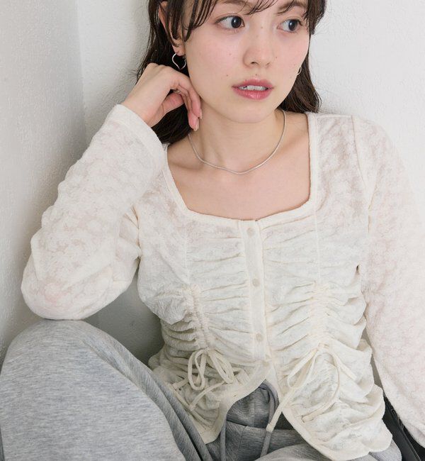  「シャーリングレースカーディガン」|Tシャツ・カットソー|