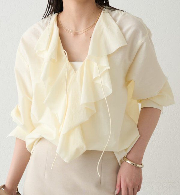  「フリルカラーブラウス」|シャツ・ブラウス|イエロー