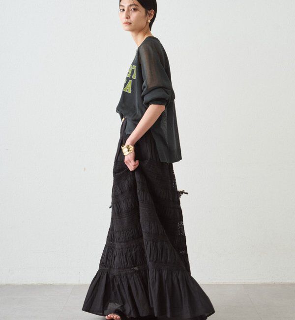  「シアーカレッジロゴプリントニット」|ニット・セーター|