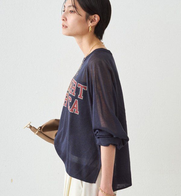  「シアーカレッジロゴプリントニット」|ニット・セーター|