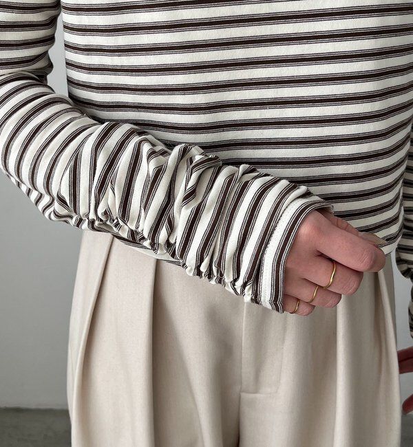  「バックUネッククロップボーダーTシャツ」|Tシャツ・カットソー|