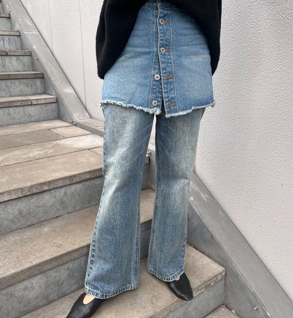  「レイヤードデニムスカート」|スカート|