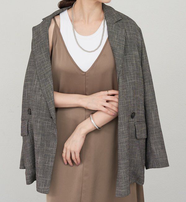  「《サイズ展開》Vネックサテンキャミワンピース」|ワンピース|