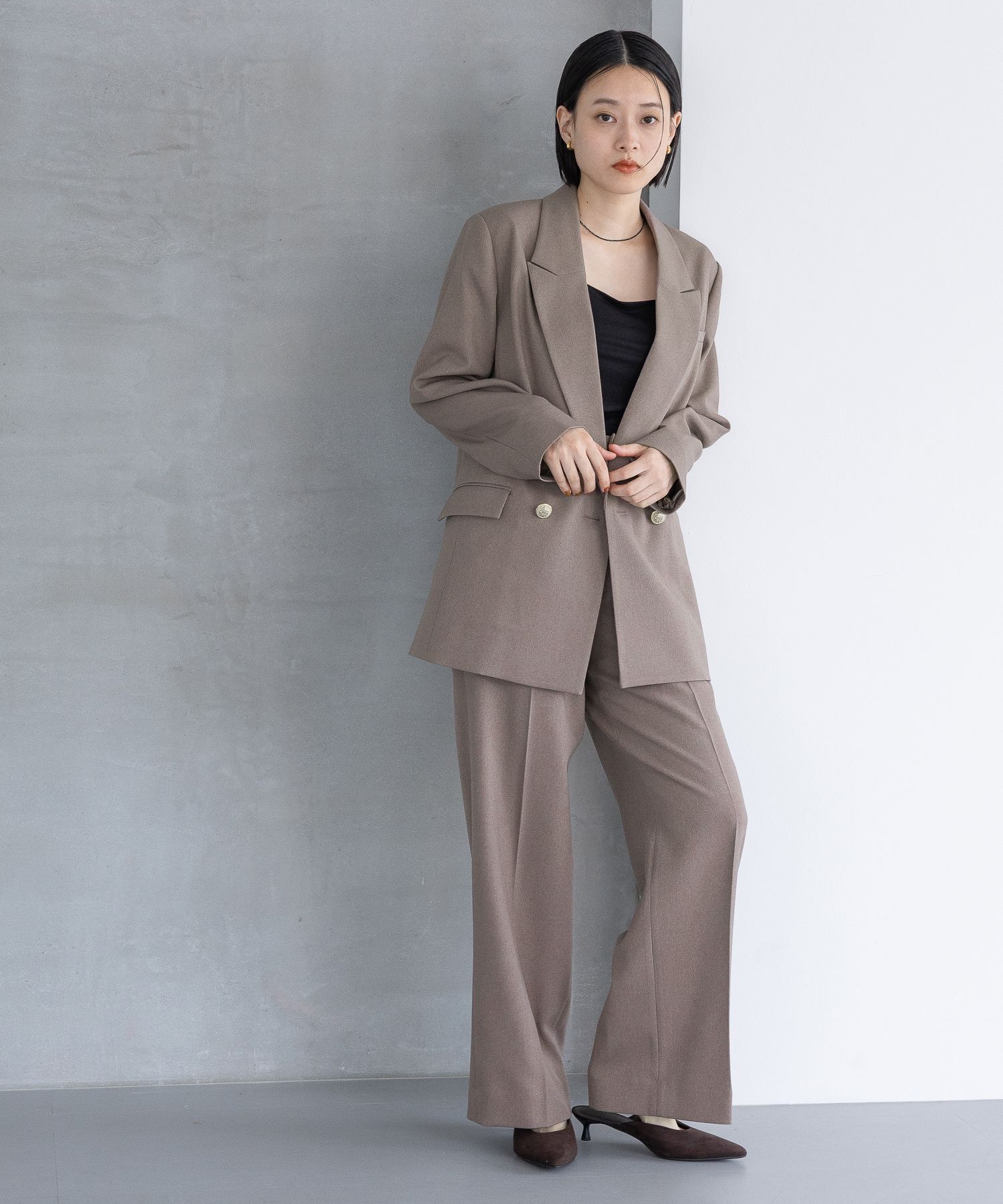 A part by 「【セットアップ対応】Ｗライクストレートパンツ」|スラックス|