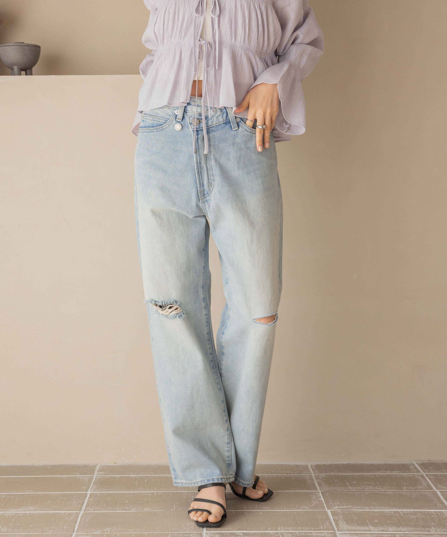 LOWRYS FARM「ＣＯＮＥ／アシメデニムパンツ」|デニム|BLU2