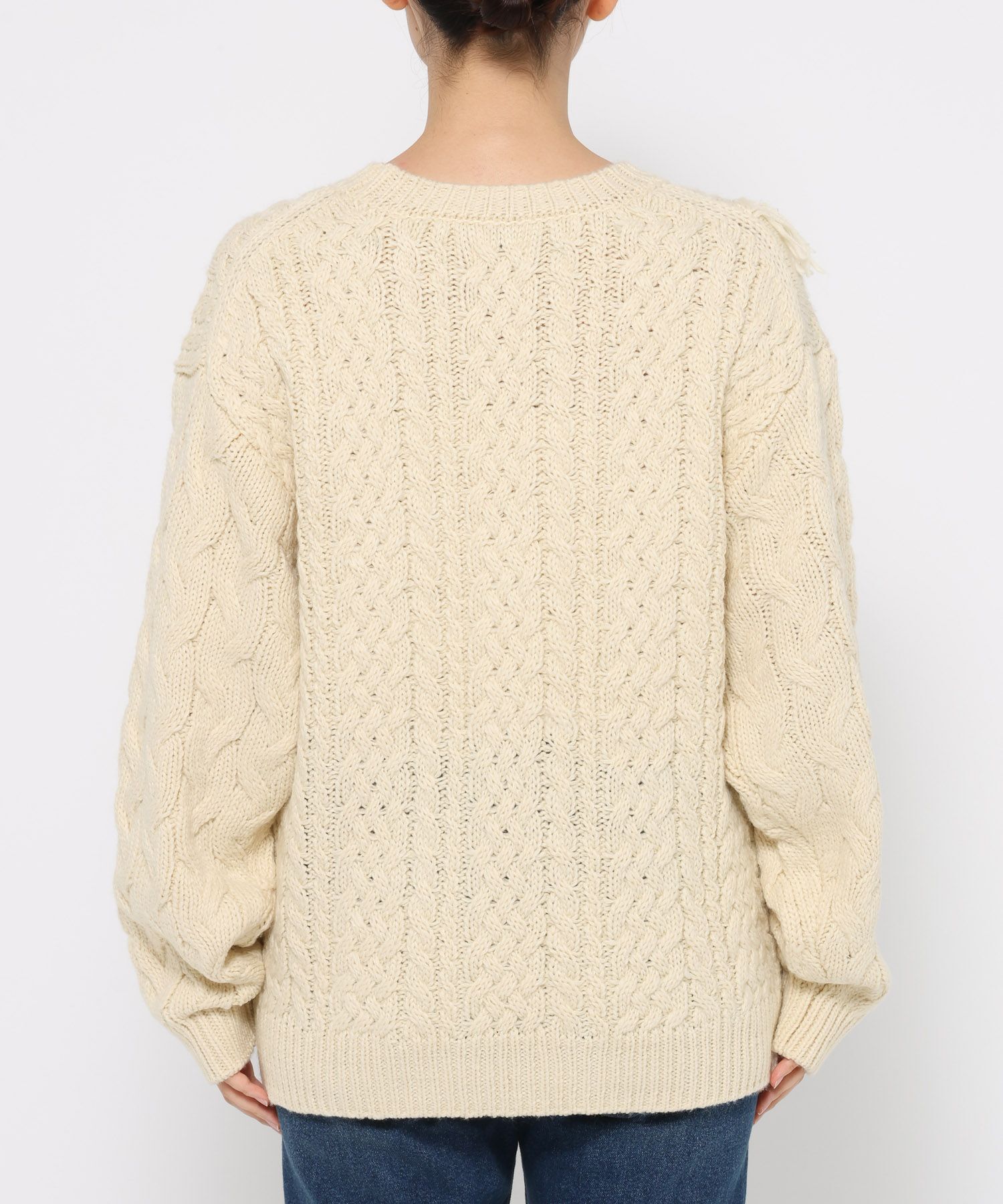 LOWRYS FARM「ケーブルフリンジLONG丈」|ニット・セーター|