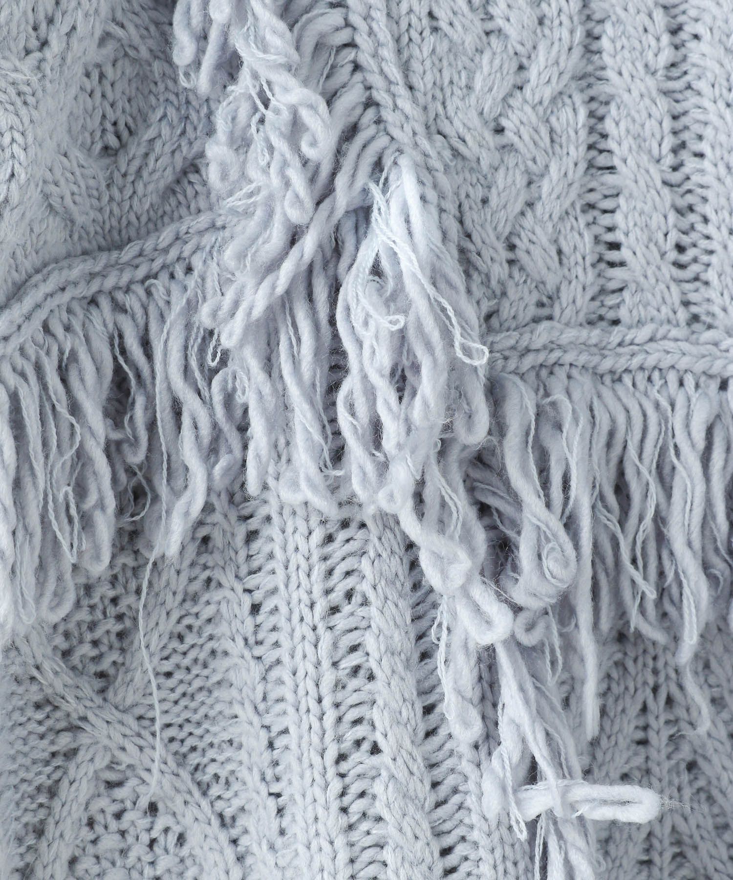 LOWRYS FARM「ケーブルフリンジLONG丈」|ニット・セーター|