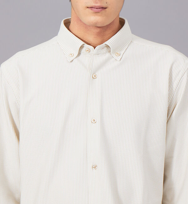 ABAHOUSE「【多機能】ナローストライプ サッカー ボタンダウン シャツ」|シャツ・ブラウス|