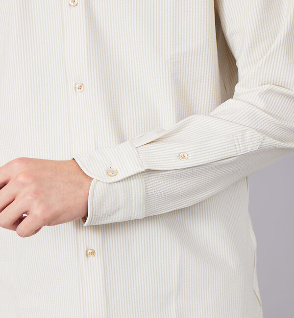 ABAHOUSE「【多機能】ナローストライプ サッカー ボタンダウン シャツ」|シャツ・ブラウス|