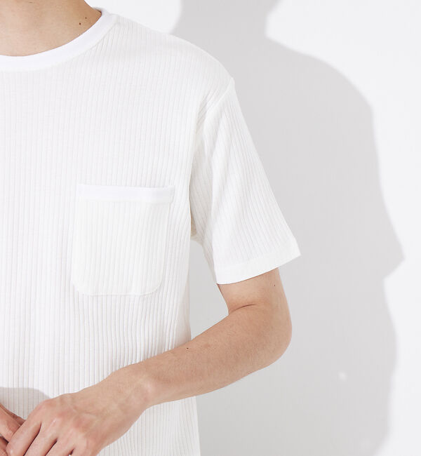 ABAHOUSE「ULTIMA 針抜き フライス クルーネック 半袖 ポケット Tシャツ」|Tシャツ・カットソー|