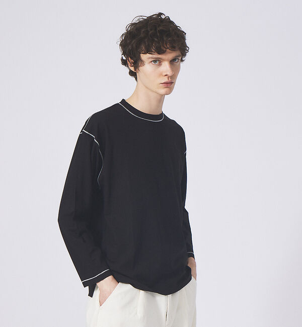 ABAHOUSE「【AH ABAHOUSE】ステッチワーク 長袖Tシャツ / ロンT」|Tシャツ・カットソー|ブラック