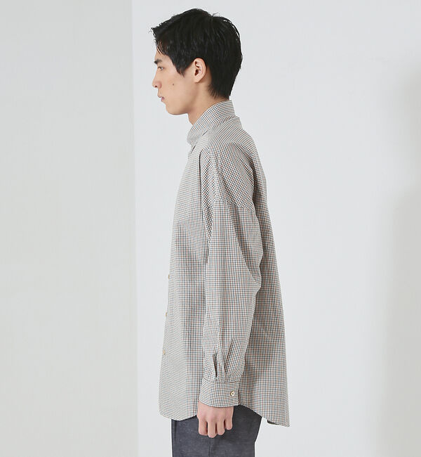 ABAHOUSE「【ミニチェック】スーピマ タイプライター ボタンダウンシャツ」|シャツ・ブラウス|