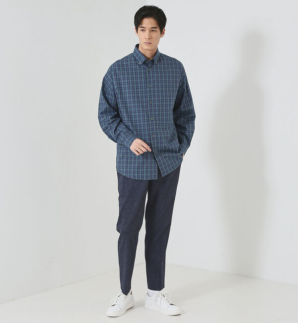 ABAHOUSE「【ミニチェック】スーピマ タイプライター ボタンダウンシャツ」|シャツ・ブラウス|