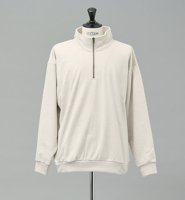 ABAHOUSE「スウェード 裏起毛 ハーフジップ トレーナー」|スウェット・ジャージ|アイボリー