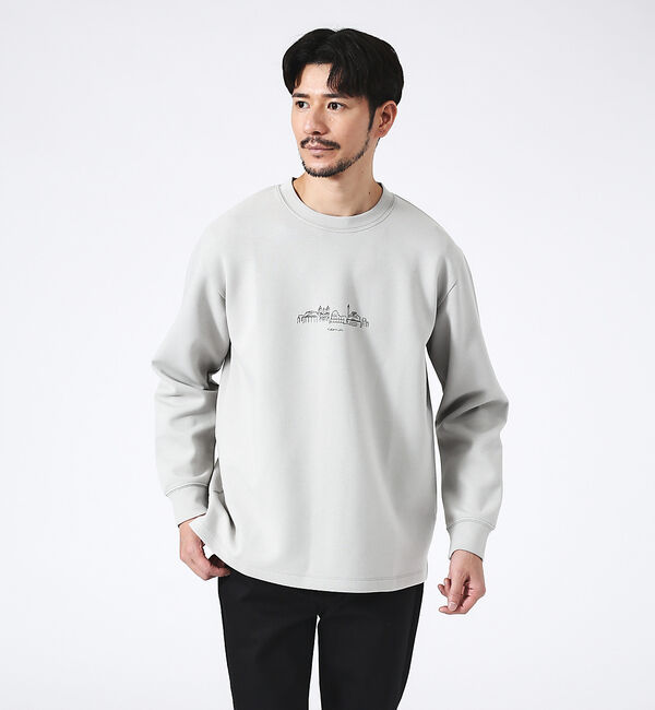 ABAHOUSE「【CITY】シルキーダンボール 刺繍 プルオーバー / スウェット」|スウェット・ジャージ|グレージュ