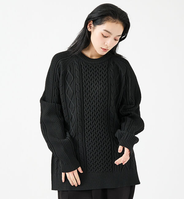 ABAHOUSE「【FORTUNA/フォルトゥナ】ECOTEC-Knit/ケーブル柄ニットプルオー」|ニット・セーター|