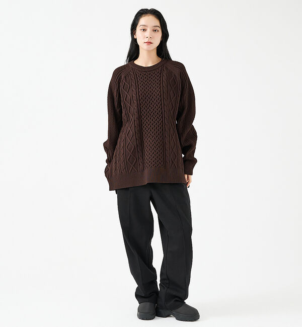 ABAHOUSE「【FORTUNA/フォルトゥナ】ECOTEC-Knit/ケーブル柄ニットプルオー」|ニット・セーター|