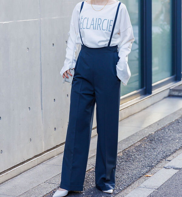 Rouge vif「ハイウエストサスペンダーワイドパンツ」|その他|チャコールグレー