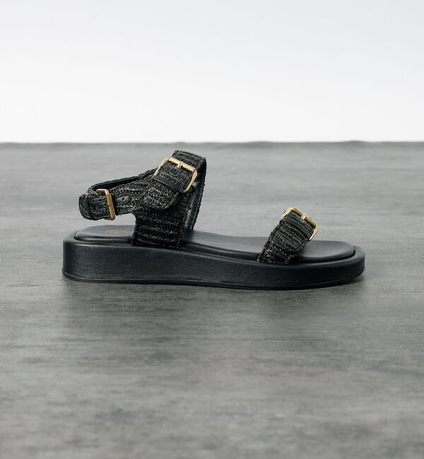 Rouge vif「【PAOLO BOVE / パオロ ボーヴ】ラフィアベルトサンダル / 厚底サン」|サンダル|