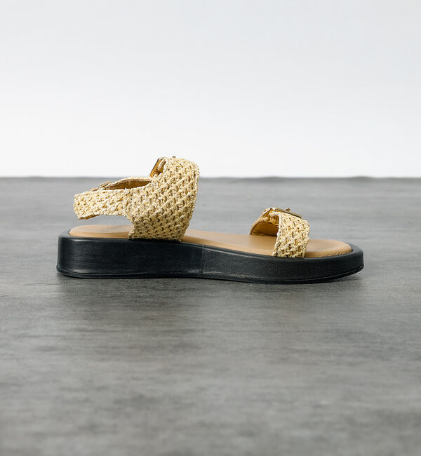 Rouge vif「【PAOLO BOVE / パオロ ボーヴ】ラフィアベルトサンダル / 厚底サン」|サンダル|