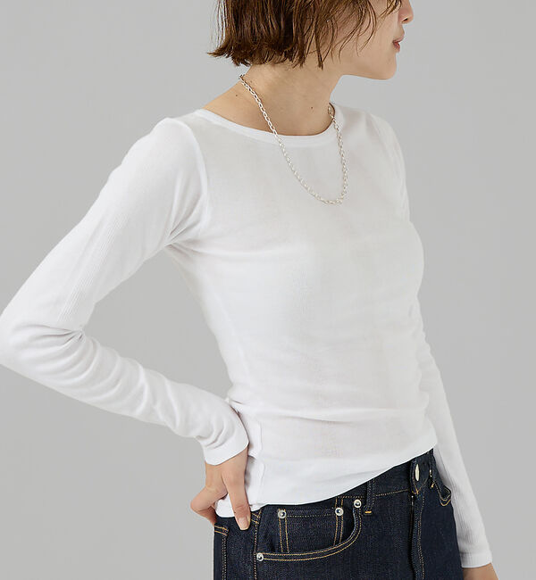 Rouge vif「【Robert P. Miller】パネルリブボートネックTEE / ロンT /」|Tシャツ・カットソー|ホワイト