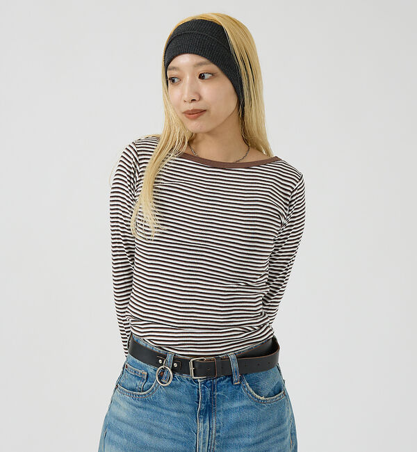 Rouge vif「【Robert P. Miller】パネルリブボートネックTEE / ロンT /」|Tシャツ・カットソー|