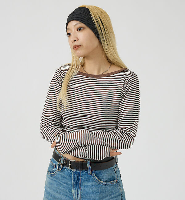 Rouge vif「【Robert P. Miller】パネルリブボートネックTEE / ロンT /」|Tシャツ・カットソー|